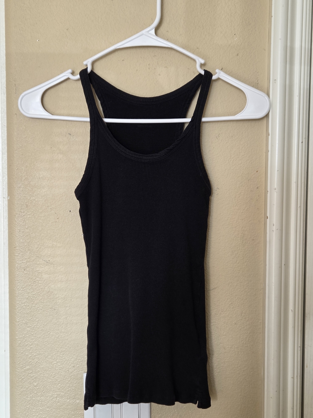 Zadig & Voltaire Black Ribbed Tank with Subtle Silver Wing Logo - Picture 3 of 9